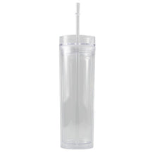Load image into Gallery viewer, 16oz Slim Skinny Tumbler with Straw Water Bottle 480ml Acrylic BPA Free Clear Plastic Tumbler Wedding Mother's Day Gift Custom
