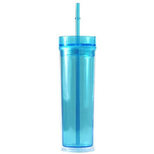 Load image into Gallery viewer, 16oz Slim Skinny Tumbler with Straw Water Bottle 480ml Acrylic BPA Free Clear Plastic Tumbler Wedding Mother's Day Gift Custom