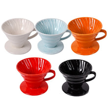 Load image into Gallery viewer, Ceramic Coffee Dripper Engine V60 Style Coffee Drip Filter Cup Permanent Pour Over Coffee Maker with Separate Stand for 1-4 Cups