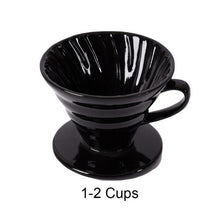 Load image into Gallery viewer, Ceramic Coffee Dripper Engine V60 Style Coffee Drip Filter Cup Permanent Pour Over Coffee Maker with Separate Stand for 1-4 Cups