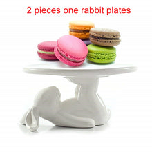 Load image into Gallery viewer, Bunny Rabbit Ceramic plate,Dishes for Dessert Food Server Tray,cute Cake Stand, Tableware Crafts gift for Kitchenware lovers
