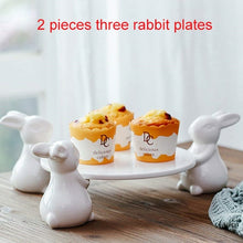 Load image into Gallery viewer, Bunny Rabbit Ceramic plate,Dishes for Dessert Food Server Tray,cute Cake Stand, Tableware Crafts gift for Kitchenware lovers
