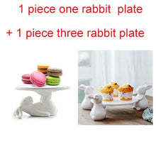 Load image into Gallery viewer, Bunny Rabbit Ceramic plate,Dishes for Dessert Food Server Tray,cute Cake Stand, Tableware Crafts gift for Kitchenware lovers
