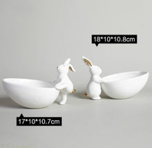 Load image into Gallery viewer, Bunny Rabbit Ceramic plate,Dishes for Dessert Food Server Tray,cute Cake Stand, Tableware Crafts gift for Kitchenware lovers
