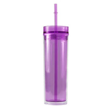 Load image into Gallery viewer, 16oz Slim Skinny Tumbler with Straw Water Bottle 480ml Acrylic BPA Free Clear Plastic Tumbler Wedding  Mother's Day Gift Custom

