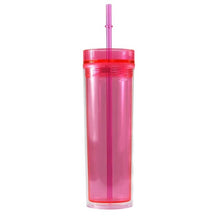 Load image into Gallery viewer, 16oz Slim Skinny Tumbler with Straw Water Bottle 480ml Acrylic BPA Free Clear Plastic Tumbler Wedding  Mother's Day Gift Custom

