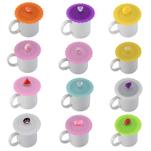 Load image into Gallery viewer, Cute Fruits Adorn Water Drinking Cup Lid FDA Silicone Anti-dust Bowl Cover Cup Seals Glass Mugs Cap Diameter 10cm
