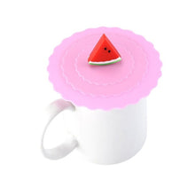 Load image into Gallery viewer, Cute Fruits Adorn Water Drinking Cup Lid FDA Silicone Anti-dust Bowl Cover Cup Seals Glass Mugs Cap Diameter 10cm

