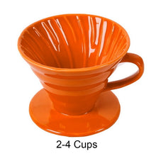 Load image into Gallery viewer, Ceramic Coffee Dripper Engine V60 Style Coffee Drip Filter Cup Permanent Pour Over Coffee Maker with Separate Stand for 1-4 Cups
