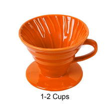 Load image into Gallery viewer, Ceramic Coffee Dripper Engine V60 Style Coffee Drip Filter Cup Permanent Pour Over Coffee Maker with Separate Stand for 1-4 Cups
