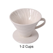 Load image into Gallery viewer, Ceramic Coffee Dripper Engine V60 Style Coffee Drip Filter Cup Permanent Pour Over Coffee Maker with Separate Stand for 1-4 Cups
