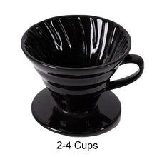 Load image into Gallery viewer, Ceramic Coffee Dripper Engine V60 Style Coffee Drip Filter Cup Permanent Pour Over Coffee Maker with Separate Stand for 1-4 Cups
